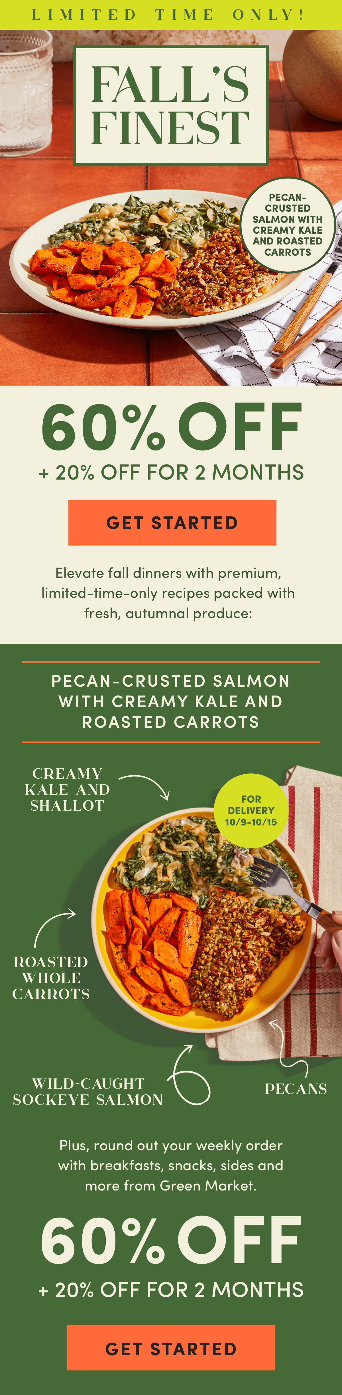 Elevate fall dinners with premium limited-time-only recipes and get 60% off + 20% off for 2 months.