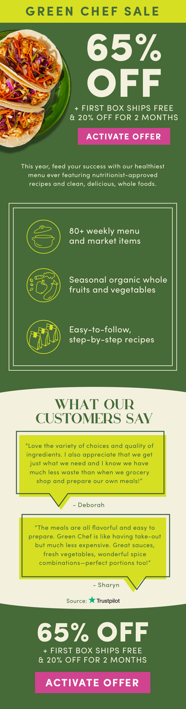 This year feed your success with our healthiest menu ever. Get 65% off + 20% off for 2 months.