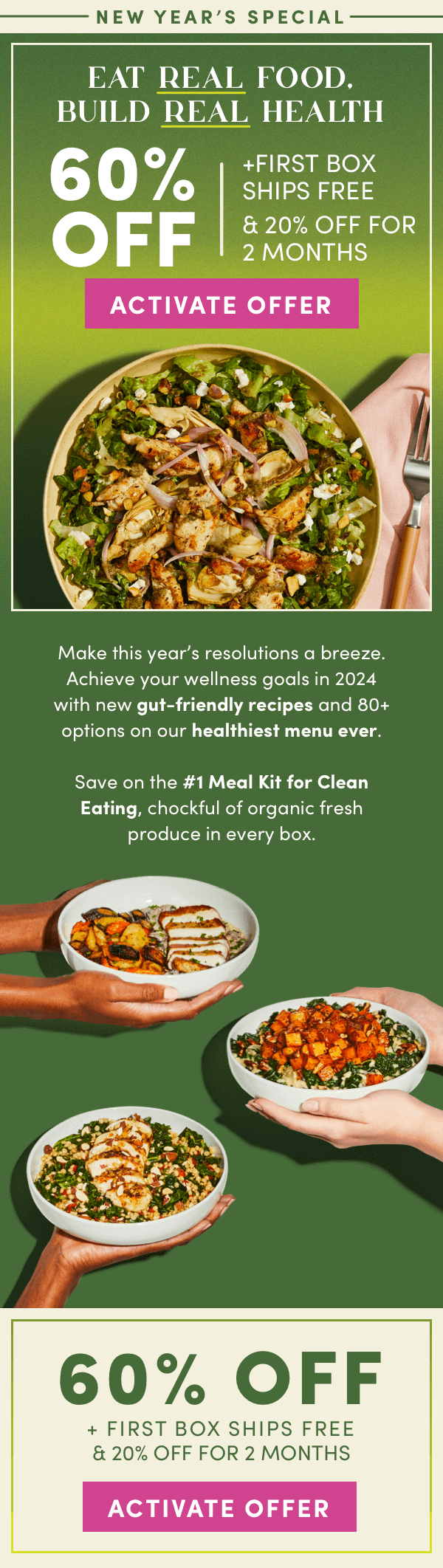 Eat real food, build real health. Get 60% off + first box ships free + 20% off for 2 months.