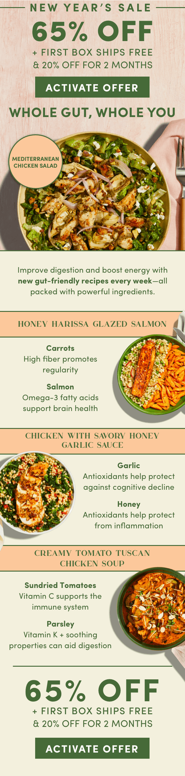 Improve digestion & boost energy with new gut-friendly recipes every week. Activate 65% off + first box ships free + 20% off for 2 months.