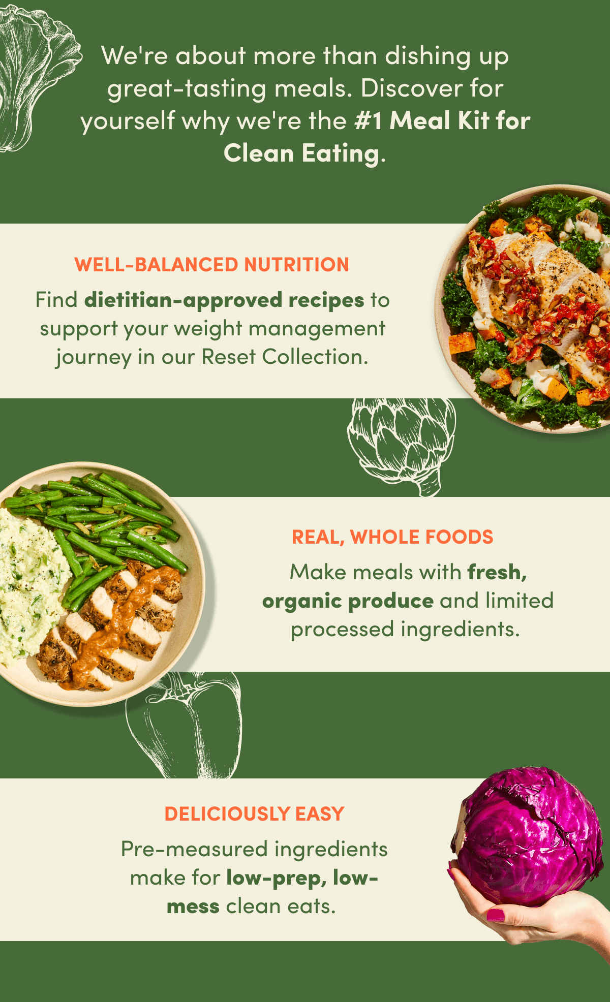 We're about more than dishing up great-tasting meals. Get FREE SALAD for 2 months + 50% off + first box ships free.
