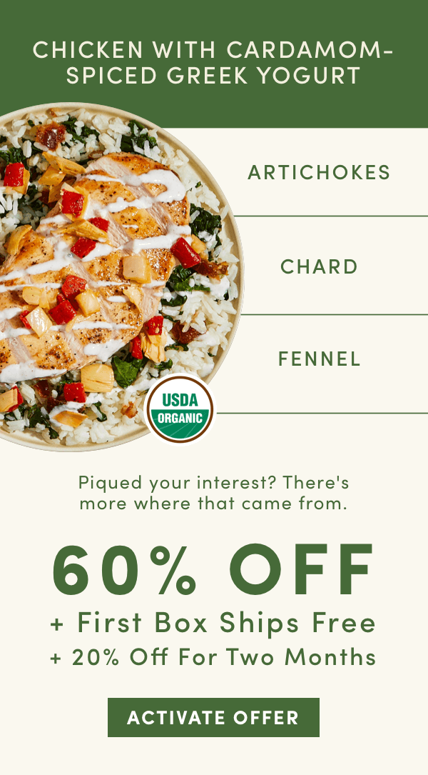 Dig into these delicious recipes with 60% off + First box ships free + 20% off for 2 months.