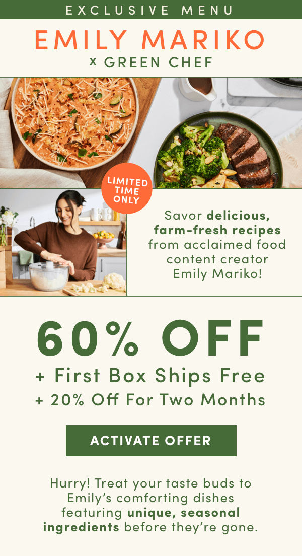 Treat your taste bud's to Emily's comforting dishes with 60% off.