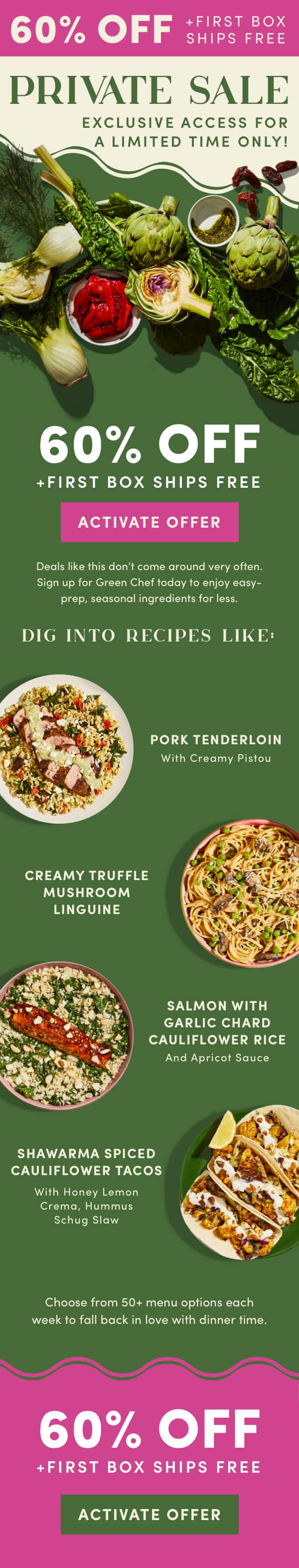 PRIVATE SALE. EXCLUSIVE FOR A LIMITED TIME ONLY! 60% off + first box ships free.