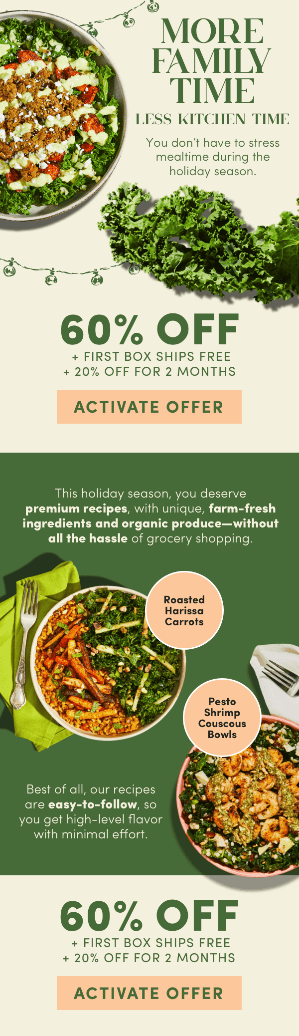 More family time, less kitchen time with Green Chef. Get 60% off + first box ships free + 20% off for 2 months.