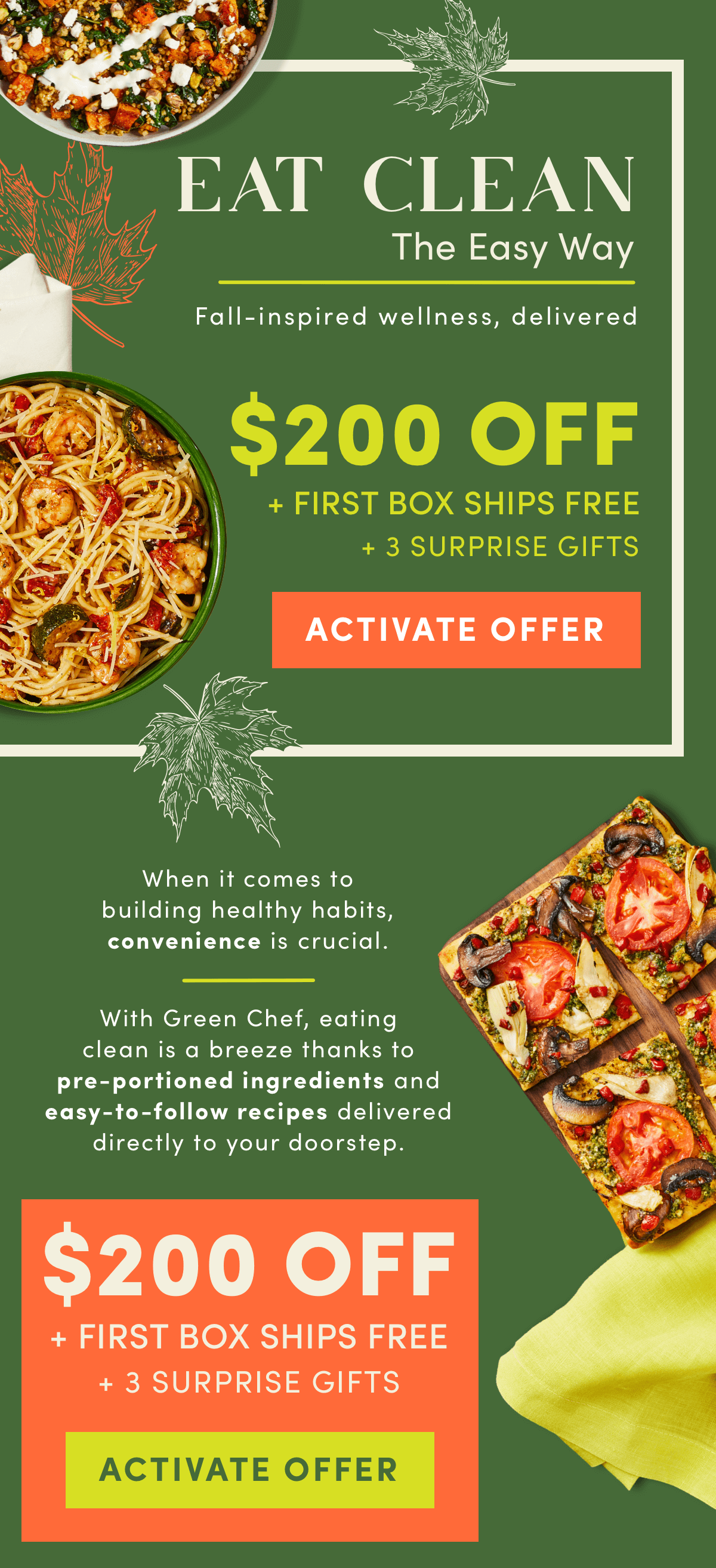 Eat clean the easy way. Fall-inspired wellness, delivered. Get $200 off + first box ships free + 3 surprise gifts when you activate now.