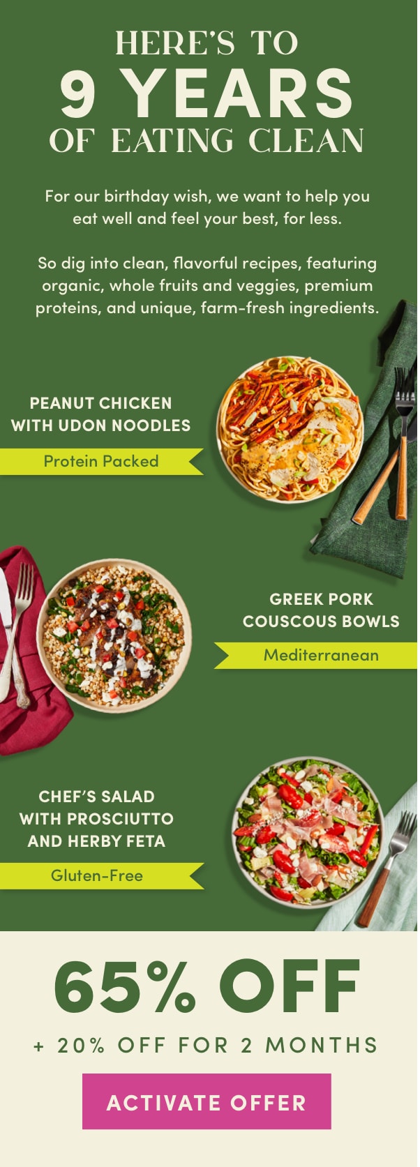 Eat well and feel your best, for less. Activate now!