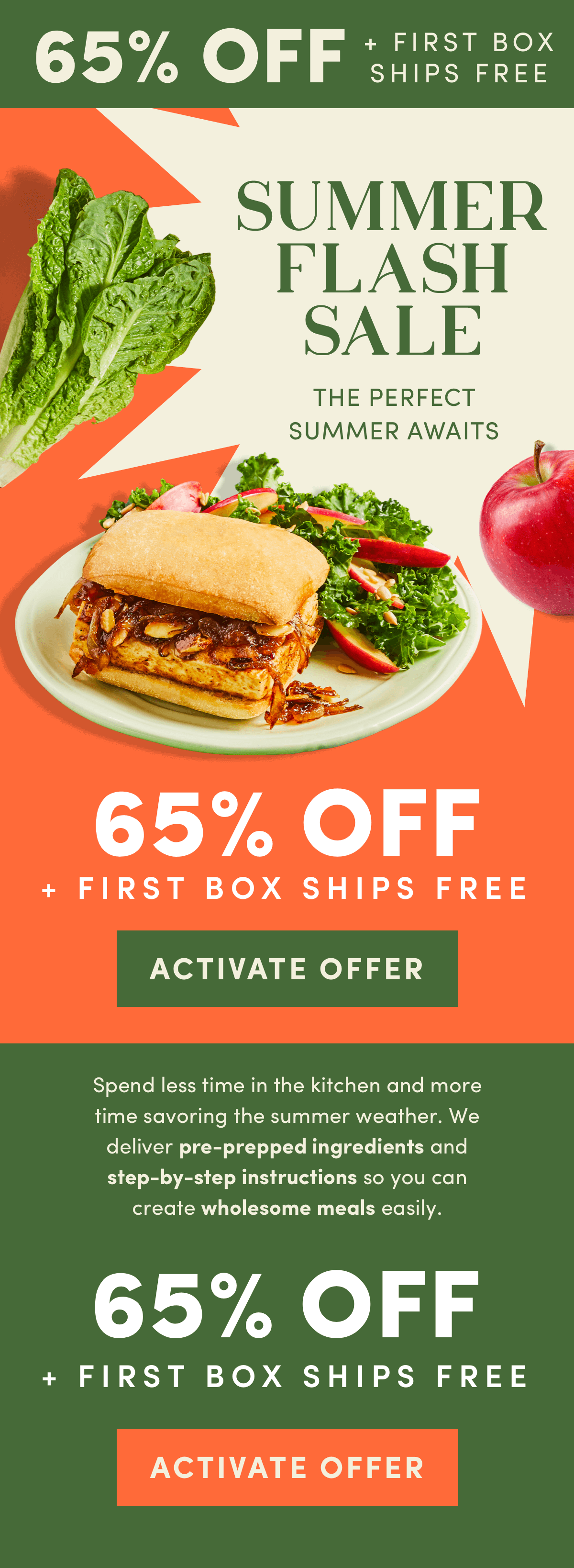 Summer flash sale. The perfect summer awaits. Try Green Chef for 65% off + first box ships free.