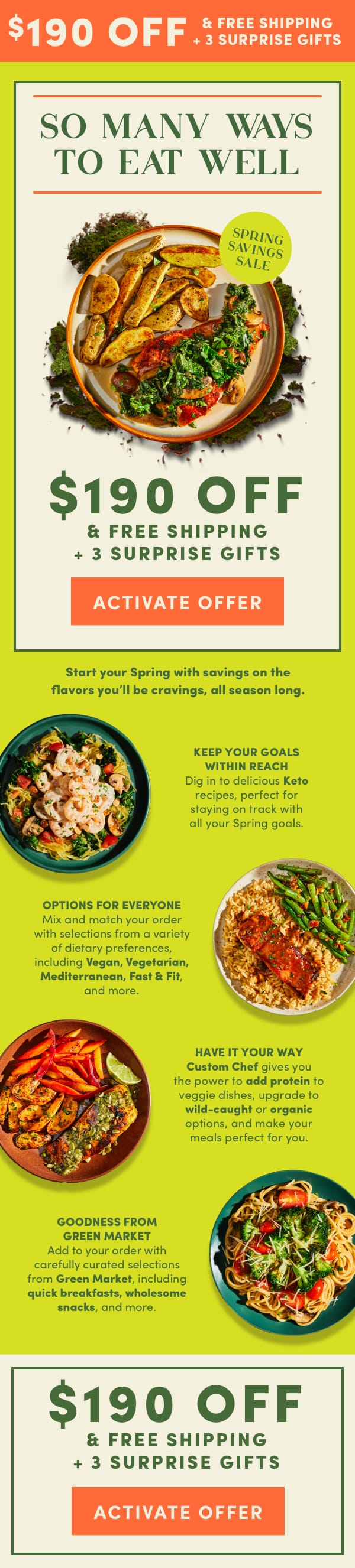 So many ways to eat well with Green Chef. Get $190 off + 3 surprise gifts + free shipping now.