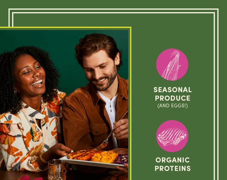 Seasonal produce, organic proteins, wild-caught seafood