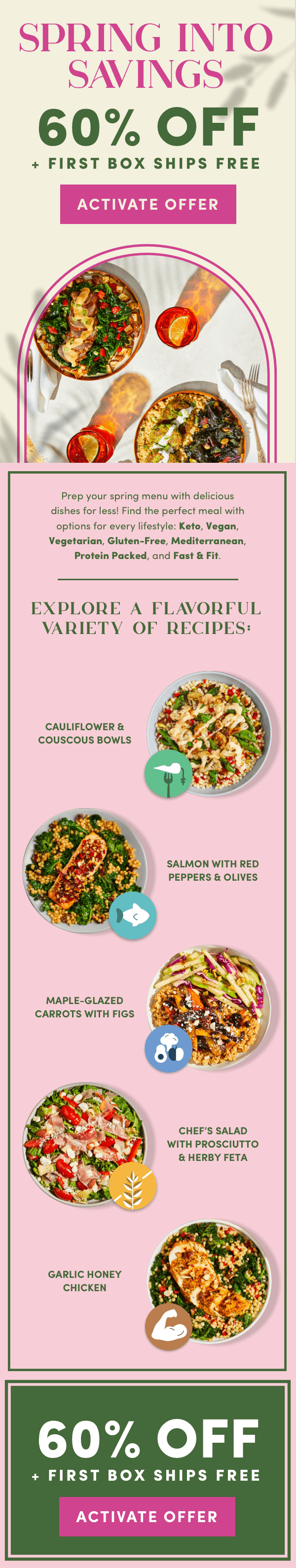 Spring into savings with 60% off + first box ships free.