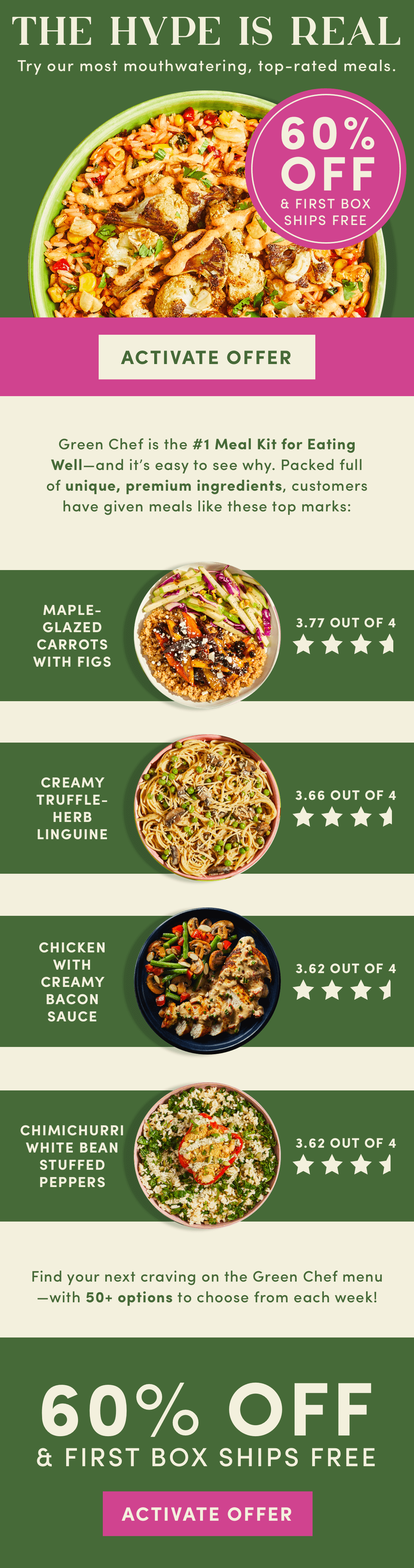 Try our most mother-watering, top-rated recipes for 60% off + first box ships free.