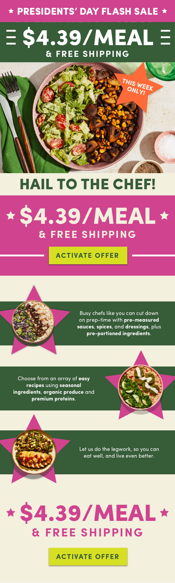 Presidents' Day Flash Sale: $4.39/Meal | Activate Offer
