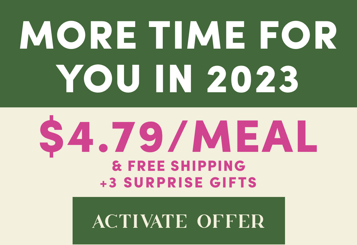 More time for you in 2023 - $4.79/Meal & Free Shipping + 3 Surprise Gifts | Activate Offer