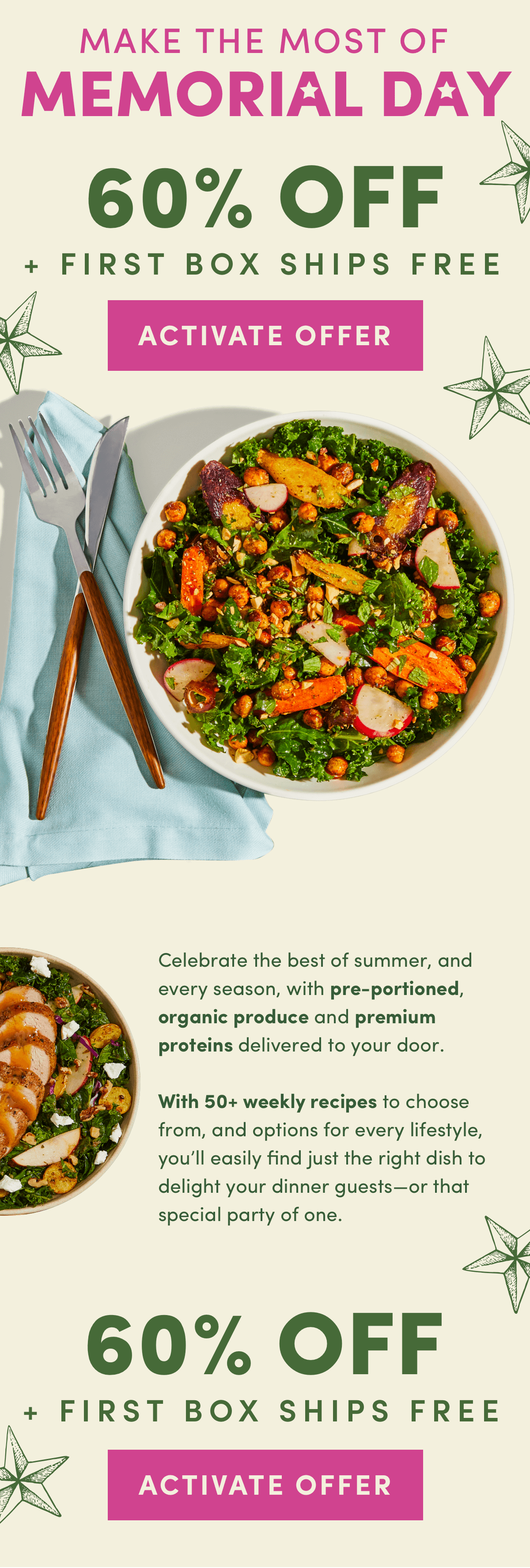 Early access to our memorial day flash sale. 65% off + first box ships free when you activate now!