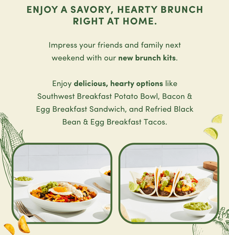 Enjoy a savory, hearty brunch right at home! Impress your friends and family next weekend with our new brunch kits